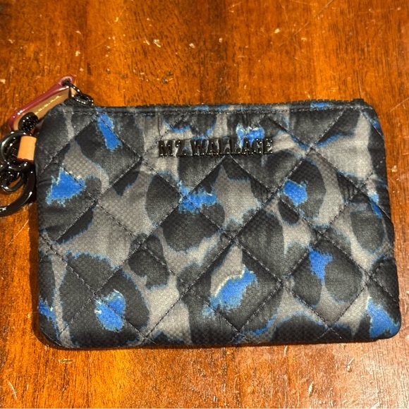MZ Wallace Blue Leopard Flat Key Pouch NWOT - Picture 1 of 3